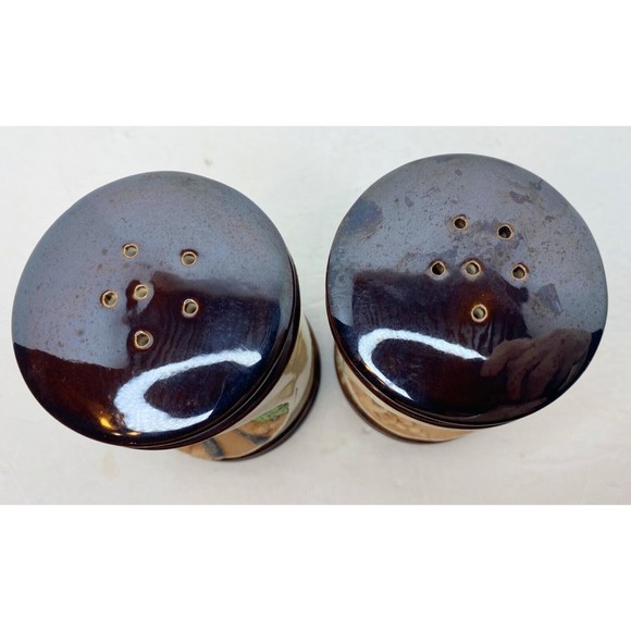 Vintage Hershey Mold Salt & Pepper Set Concave Village Scene Ceramic - Picture 5 of 8